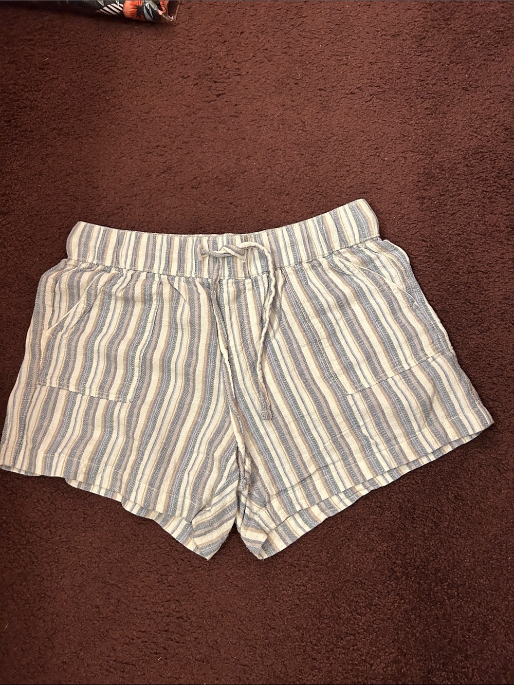 Blue and White Striped Women’s Drawstring Bermuda Shorts